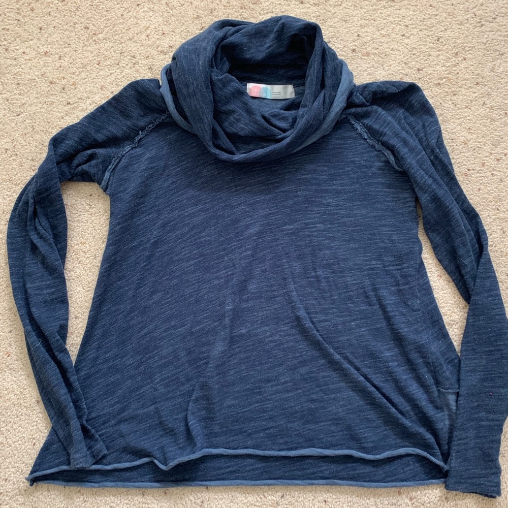 Free People Deep Blue Cowl Neck Sweater